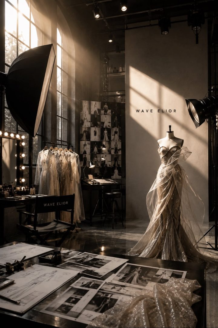 247 – Váy trắng trong studio ảnh vintage tông nâu