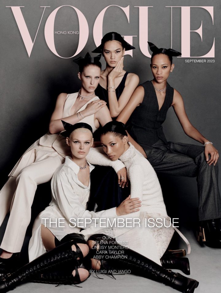 262 – Bìa Vogue chụp nhóm trang phục trắng đen