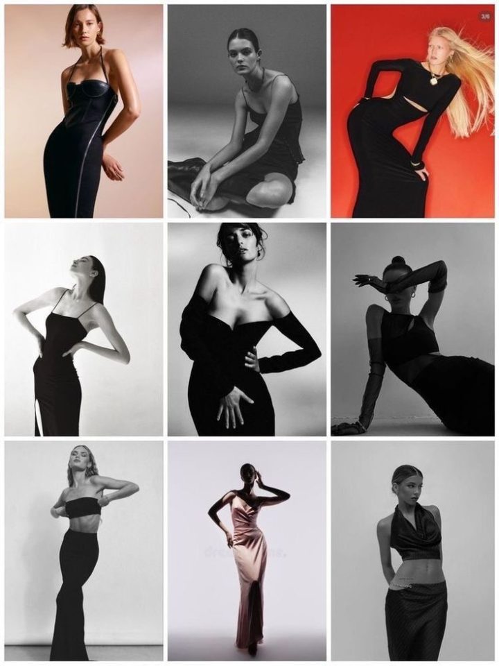 274 – Bảng tổng hợp pose với váy đen dài