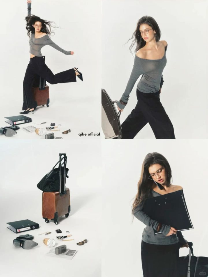 305 – Áo ba lỗ đen phối chân váy da lookbook